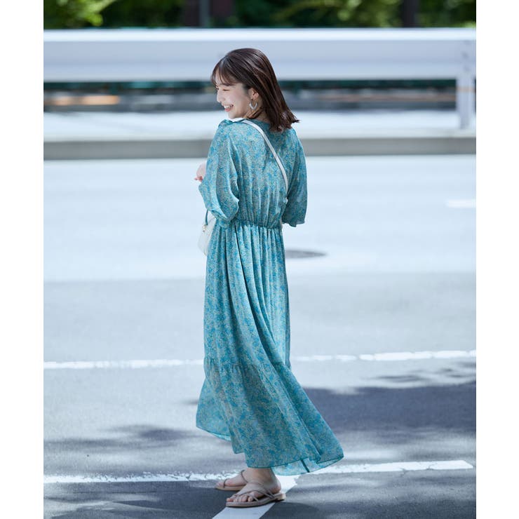 オンラインストア限定 ワンピース ペイズリー ブルー フリル 柄ワンピ 即納最大半額 Alamservice Kz