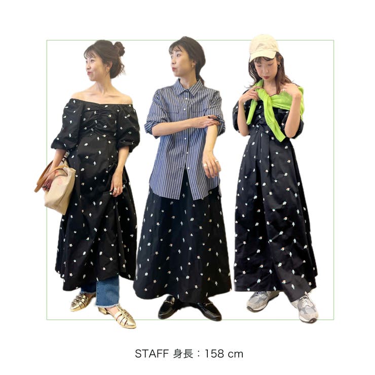 小花柄刺繍スクエアネックワンピース[品番：VISW0028593]｜VIS （ビス