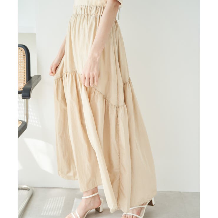 【トリココムデギャルソン】前後異素材　ティアードスカート　絹×綿YHOMEスカート