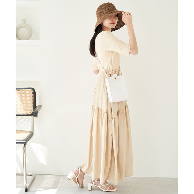 ベージュ(27) | 前後2WAY異素材ドッキングワンピース | VIS 