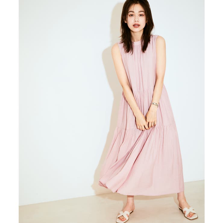 【選べる着丈・洗える】柄アソートスタンドカラーティアードノースリーブワンピース | VIS  | 詳細画像36 