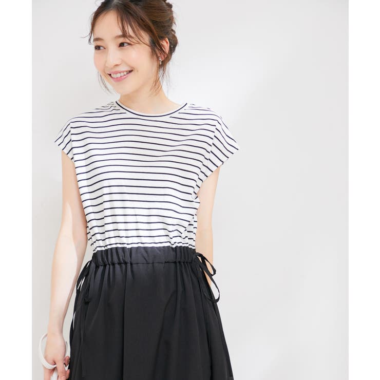 ボーダーカットドッキングワンピース[品番：VISW0037124]｜VIS