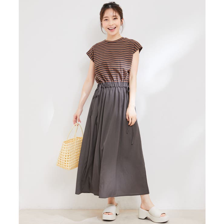 ボーダーカットドッキングワンピース[品番：VISW0037124]｜VIS
