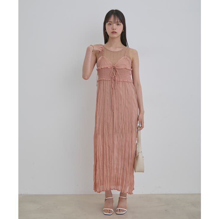 【SET】タンク付きシアーラメキャミワンピース【洗える】 | VIS  | 詳細画像2 