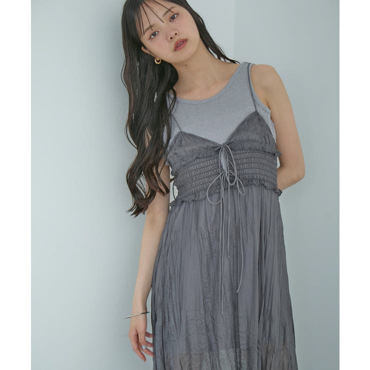 グレー(07) | 【SET】タンク付きシアーラメキャミワンピース【洗える】 | VIS 