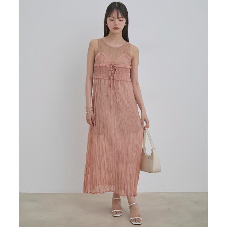 ピンク系(65) | 【SET】タンク付きシアーラメキャミワンピース【洗える】 | VIS 