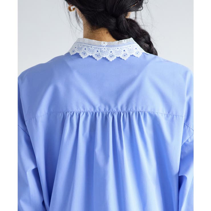 襟レース付きミニ丈シャツワンピ | VIS  | 詳細画像12 