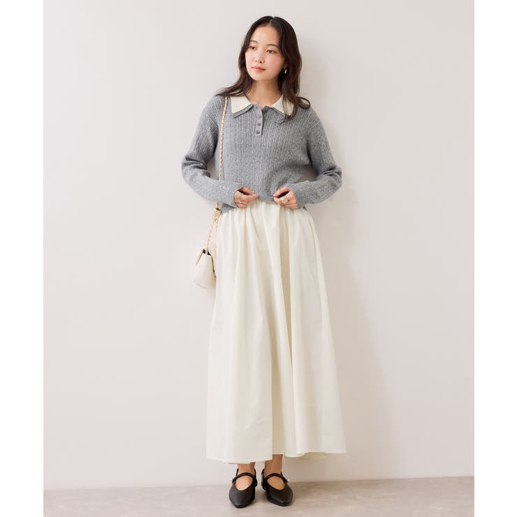 ダブルカラーポロニットドッキングワンピース | VIS  | 詳細画像1 