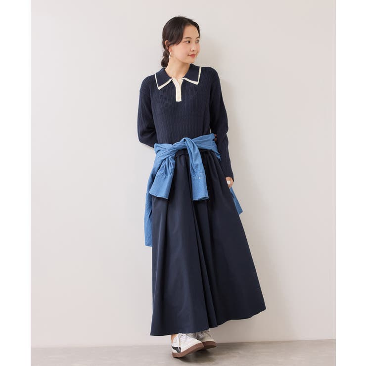 ダブルカラーポロニットドッキングワンピース | VIS  | 詳細画像16 