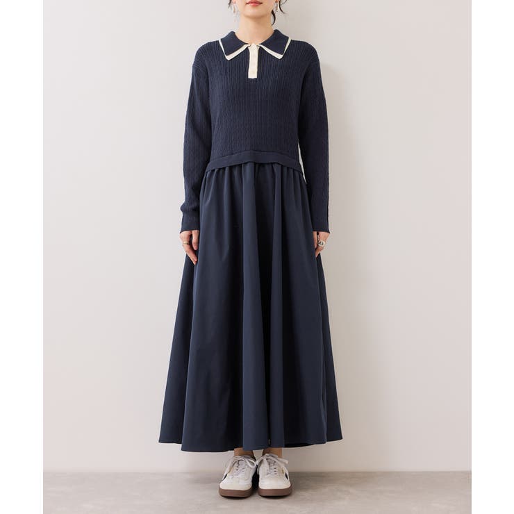 ダブルカラーポロニットドッキングワンピース | VIS  | 詳細画像17 