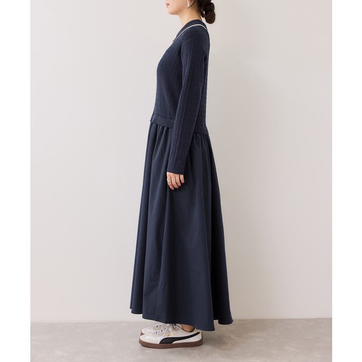 ダブルカラーポロニットドッキングワンピース | VIS  | 詳細画像18 