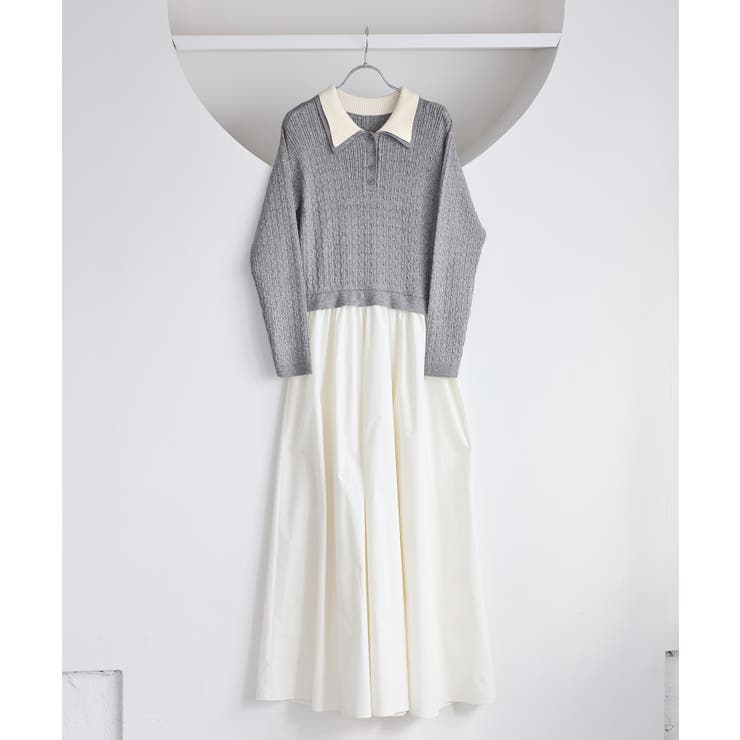 ダブルカラーポロニットドッキングワンピース | VIS  | 詳細画像26 