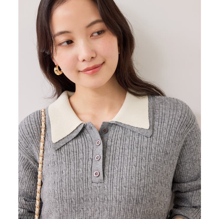 ダブルカラーポロニットドッキングワンピース | VIS  | 詳細画像7 