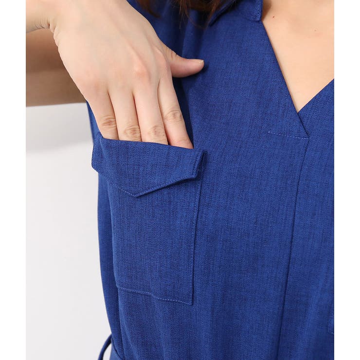 異素材ベルト付きパッチポケットワンピース | VIS  | 詳細画像6 