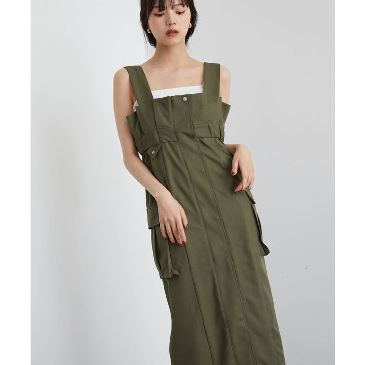 カーキ(36) | ミリタリービッグポケットジャンパースカート | VIS 