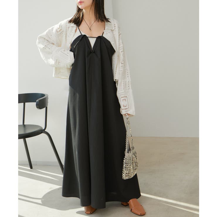 ブラック(01) | レイヤーデザインキャミワンピース【洗える】 | VIS 