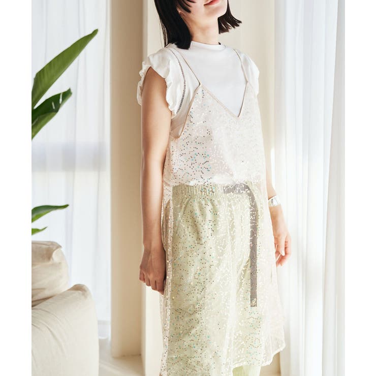 ベージュ系(28) | スパンコールキャミワンピース | VIS 