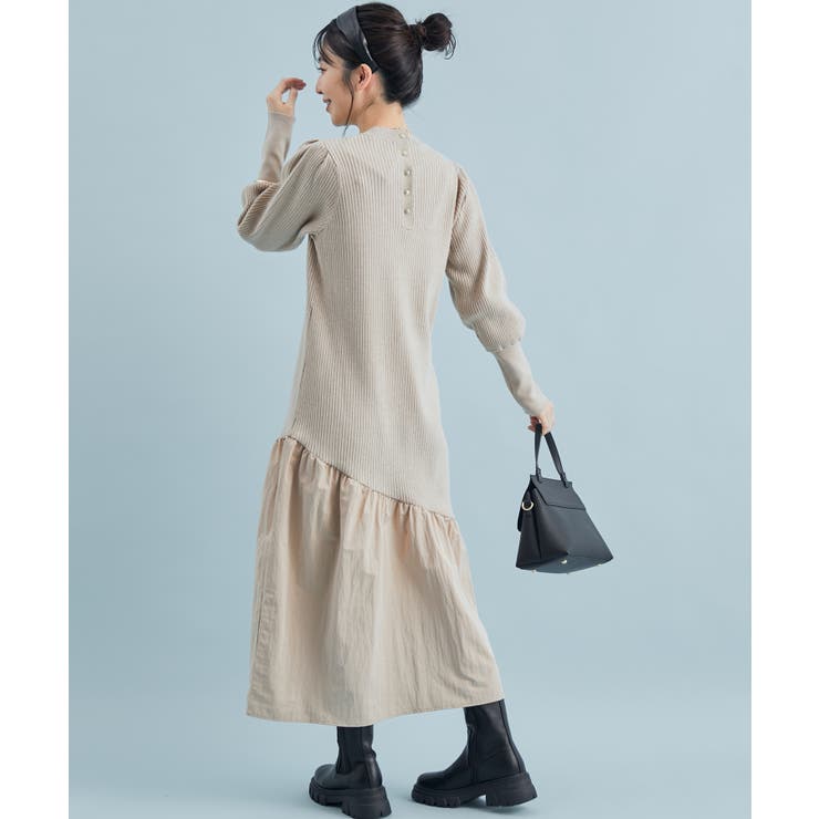 【星玲奈さんコラボ】スリーブコンシャスアシンメトリー切り替えニットワンピース | VIS  | 詳細画像12 