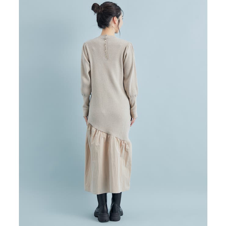 【星玲奈さんコラボ】スリーブコンシャスアシンメトリー切り替えニットワンピース | VIS  | 詳細画像15 