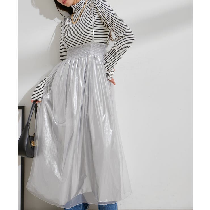【2WAY】メタリック重ねチュールワンピース【洗える】 | VIS  | 詳細画像1 