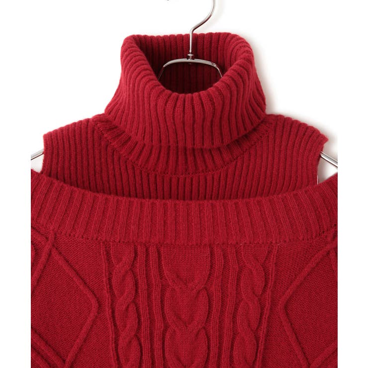 【洗える】オフショルケーブル編みミニワンピース | VIS  | 詳細画像30 