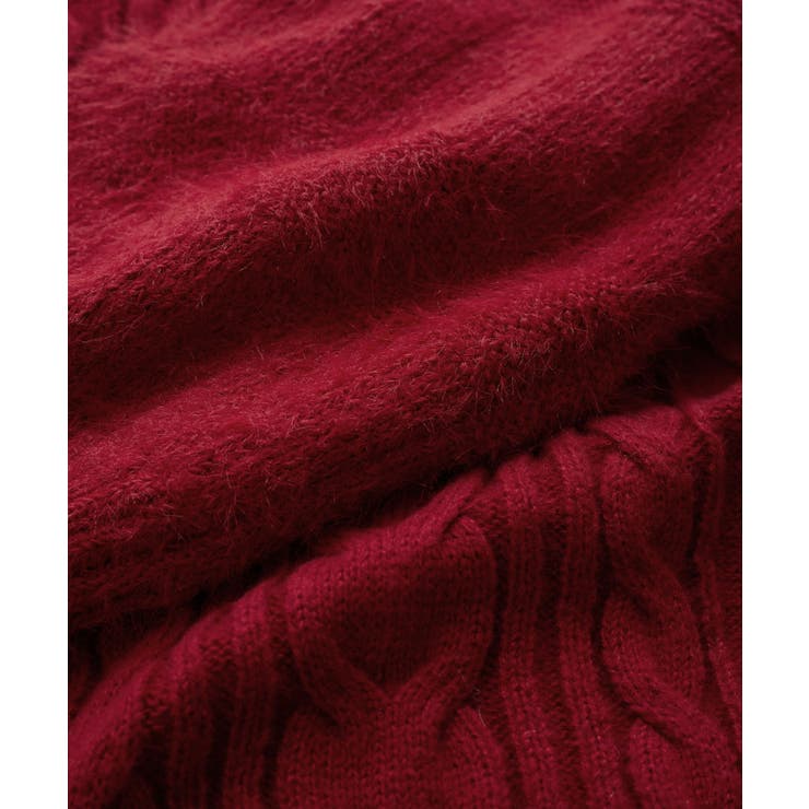 【洗える】オフショルケーブル編みミニワンピース | VIS  | 詳細画像36 