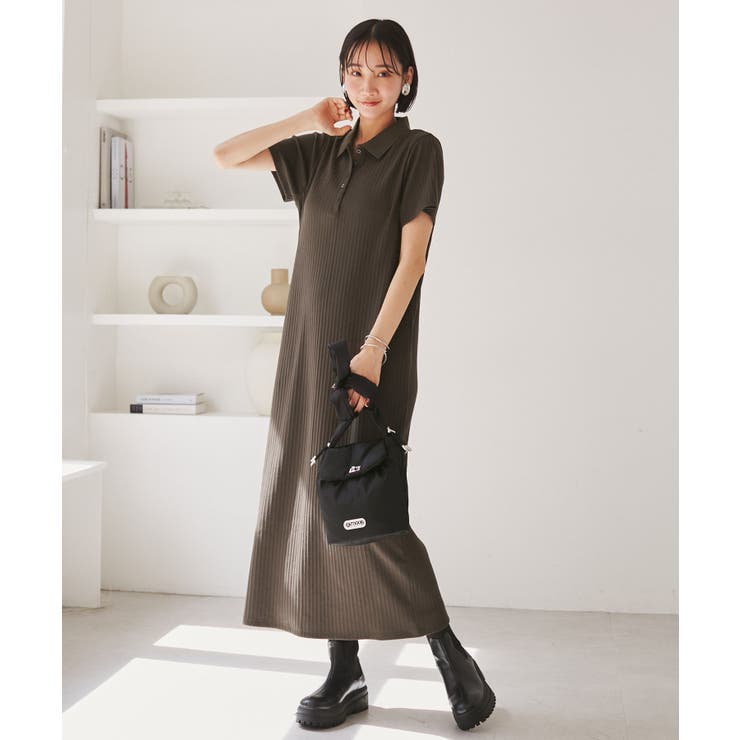 ポロ衿ランダムリブワンピース | VIS  | 詳細画像5 