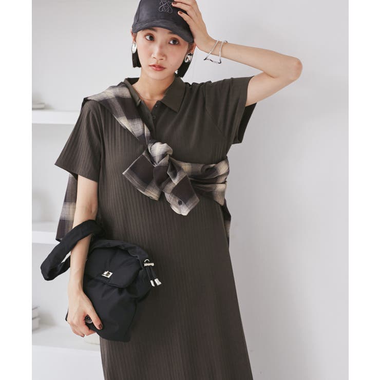 ポロ衿ランダムリブワンピース | VIS  | 詳細画像8 