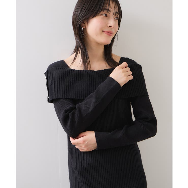 アシメオフショルリブニット美シルエットワンピース/着丈が選べる | VIS  | 詳細画像10 