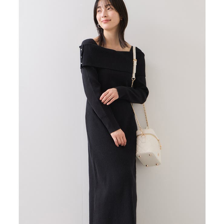 アシメオフショルリブニット美シルエットワンピース/着丈が選べる | VIS  | 詳細画像11 