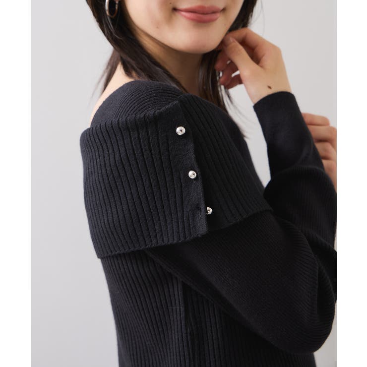 アシメオフショルリブニット美シルエットワンピース/着丈が選べる | VIS  | 詳細画像12 