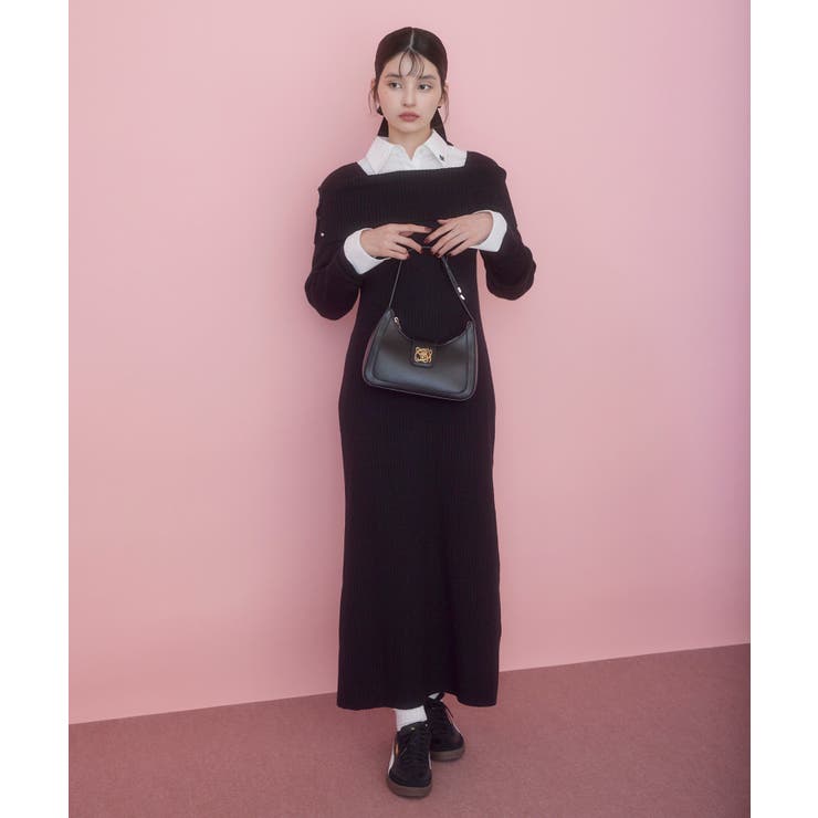 アシメオフショルリブニット美シルエットワンピース/着丈が選べる | VIS  | 詳細画像13 