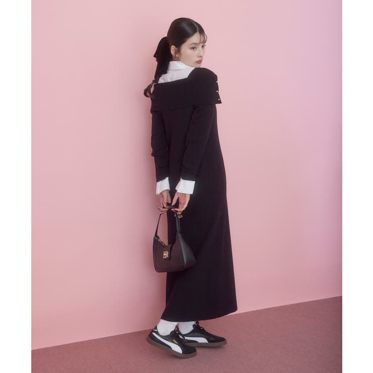 アシメオフショルリブニット美シルエットワンピース/着丈が選べる | VIS  | 詳細画像14 