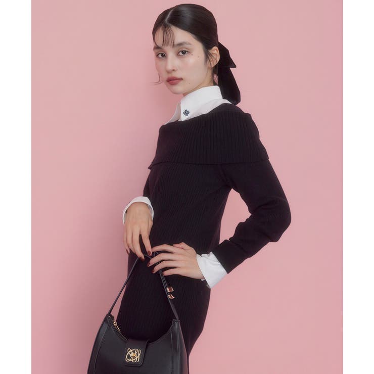 アシメオフショルリブニット美シルエットワンピース/着丈が選べる | VIS  | 詳細画像15 