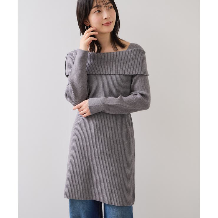 アシメオフショルリブニット美シルエットワンピース/着丈が選べる | VIS  | 詳細画像17 