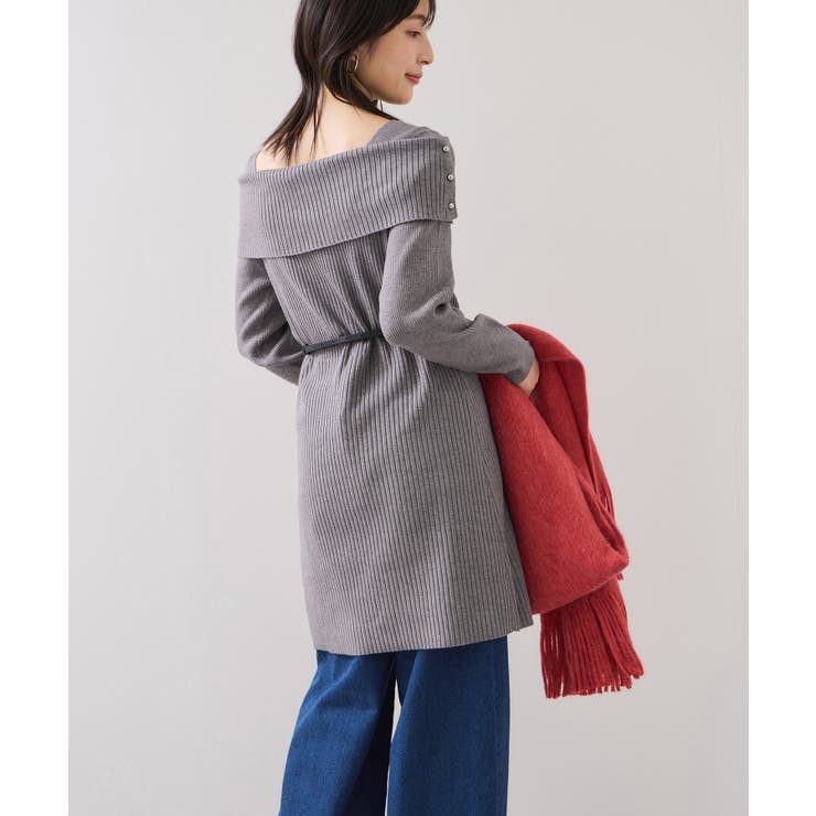 アシメオフショルリブニット美シルエットワンピース/着丈が選べる | VIS  | 詳細画像19 