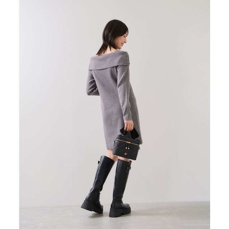 アシメオフショルリブニット美シルエットワンピース/着丈が選べる | VIS  | 詳細画像21 