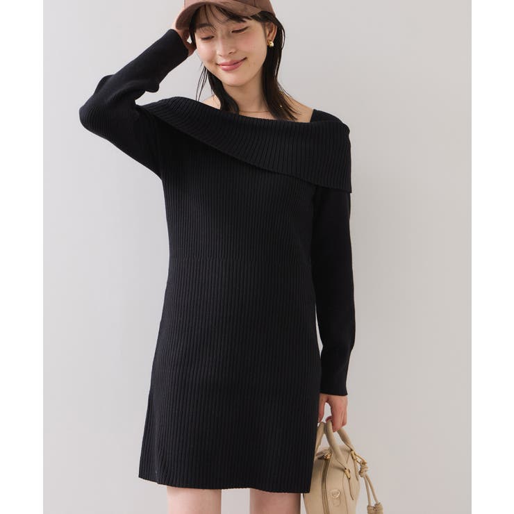 アシメオフショルリブニット美シルエットワンピース/着丈が選べる | VIS  | 詳細画像24 