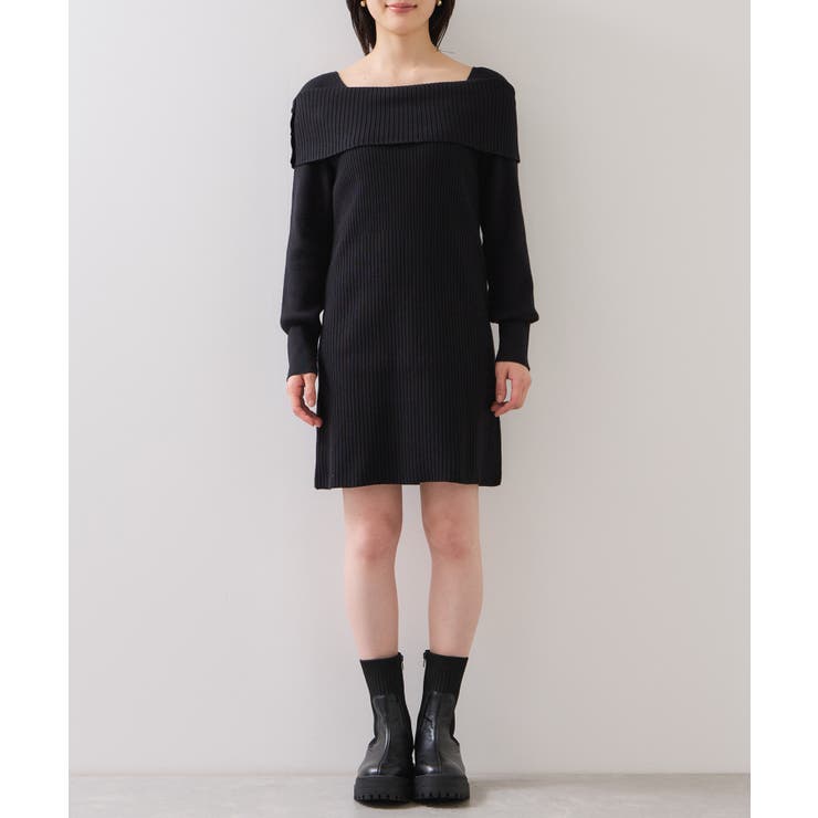 アシメオフショルリブニット美シルエットワンピース/着丈が選べる | VIS  | 詳細画像26 