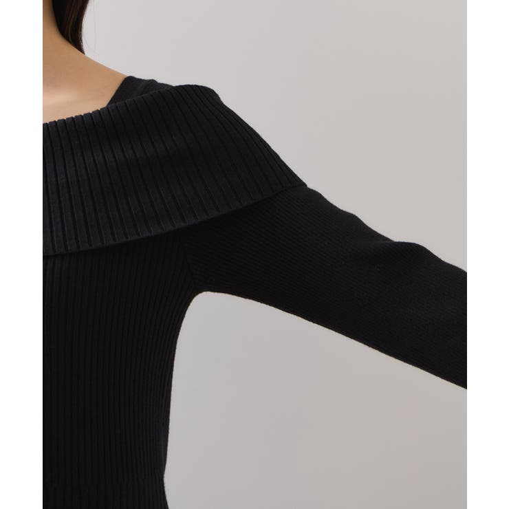 アシメオフショルリブニット美シルエットワンピース/着丈が選べる | VIS  | 詳細画像33 