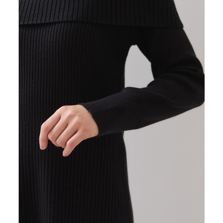 アシメオフショルリブニット美シルエットワンピース/着丈が選べる | VIS  | 詳細画像34 