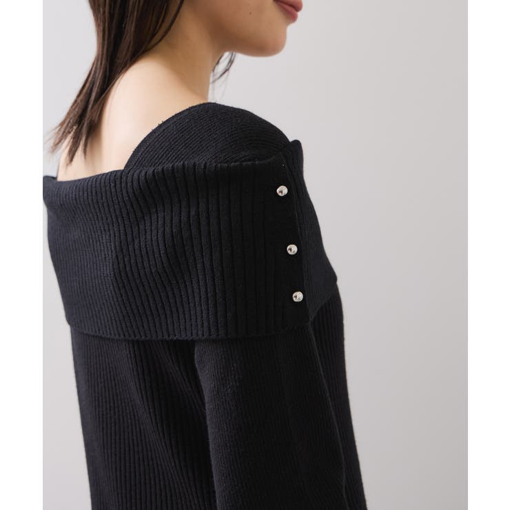 アシメオフショルリブニット美シルエットワンピース/着丈が選べる | VIS  | 詳細画像35 