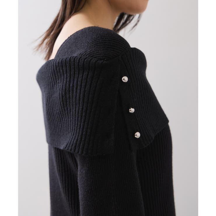 アシメオフショルリブニット美シルエットワンピース/着丈が選べる | VIS  | 詳細画像36 