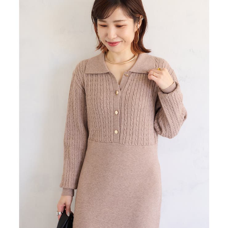 ポロケーブルモチモチニットワンピース | VIS  | 詳細画像30 