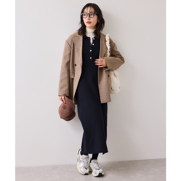 ネイビー(40) | ポロケーブルモチモチニットワンピース | VIS 