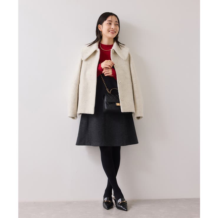 シャギーVネックミニ丈ジャンパースカート | VIS  | 詳細画像12 