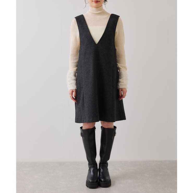 シャギーVネックミニ丈ジャンパースカート | VIS  | 詳細画像21 