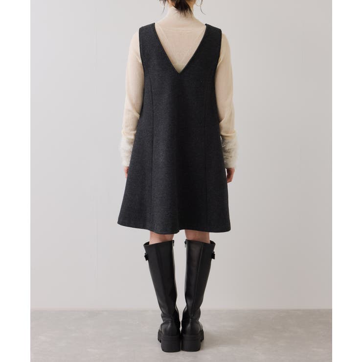 シャギーVネックミニ丈ジャンパースカート | VIS  | 詳細画像23 