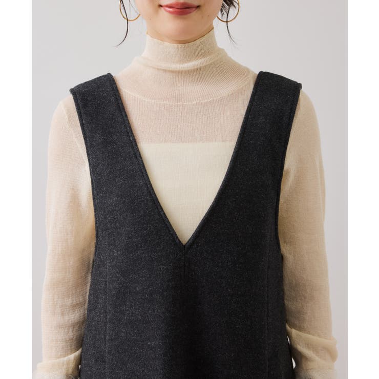 シャギーVネックミニ丈ジャンパースカート | VIS  | 詳細画像24 