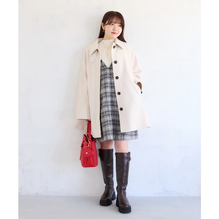 シャギーVネックミニ丈ジャンパースカート | VIS  | 詳細画像33 